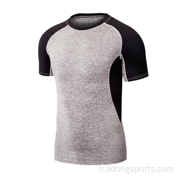 Erkek fitness hızlı kuru spor taytlar tişört
